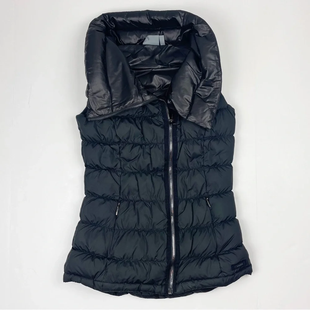 Athleta Black Asymmetrical Zipper Down Puffy Vest XXS - Picture 2 of 4